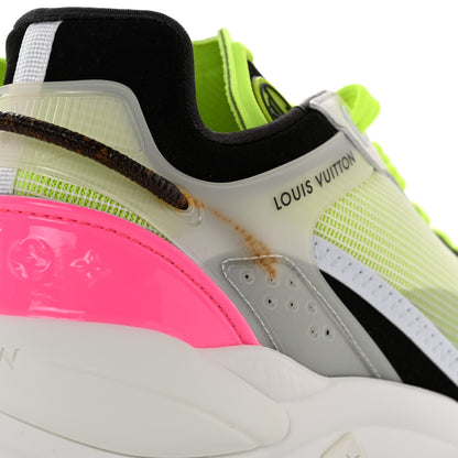 Louis Vuitton Mix Materials Suede Calfskin Run 55 Sneakers 36.5 Pink White Yellow 9 of 10