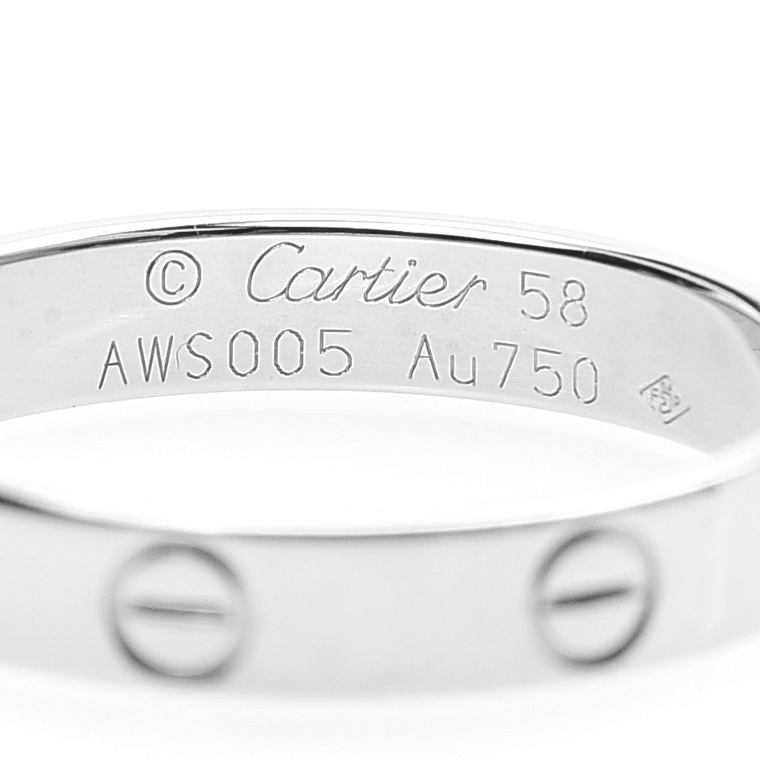 Cartier 18K White Gold 3.5mm LOVE Wedding Band Ring 58 8.5 4 of 4