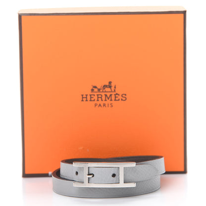 Hermes Epsom Swift Behapi Double Tour Bracelet T3 Bleu Glacier Etain 5 of 5