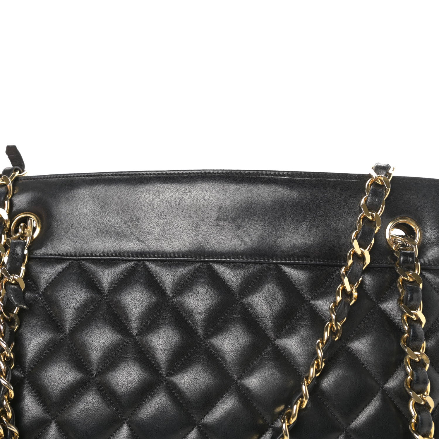Chanel Lambskin Quilted Shopping Tote Black 16 of 18