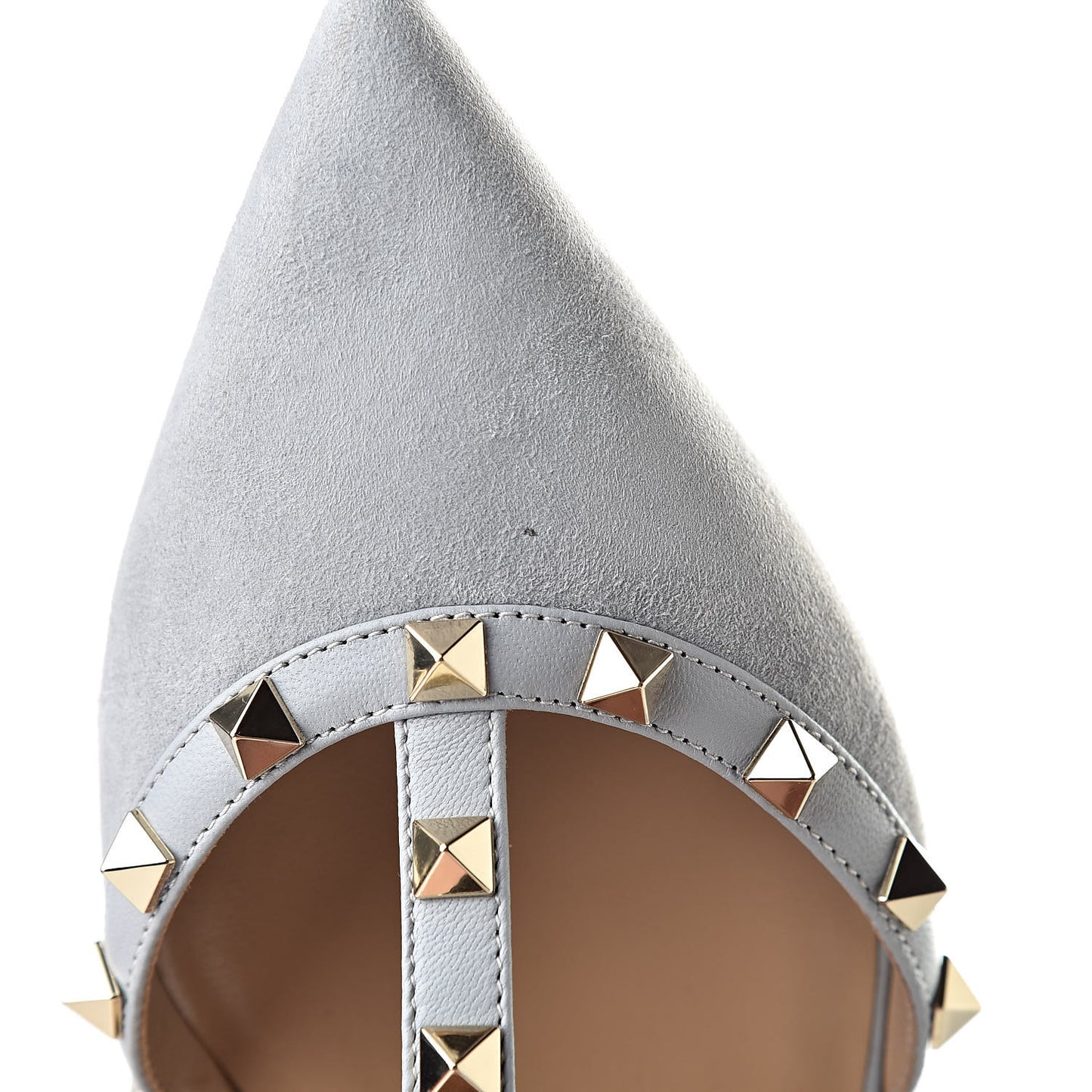 Suede Rockstud Flat Cage Mules 37.5 Pastel Grey