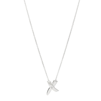 Tiffany Sterling Silver Diamond Paloma Picasso Graffiti X Pendant Necklace 1 of 3