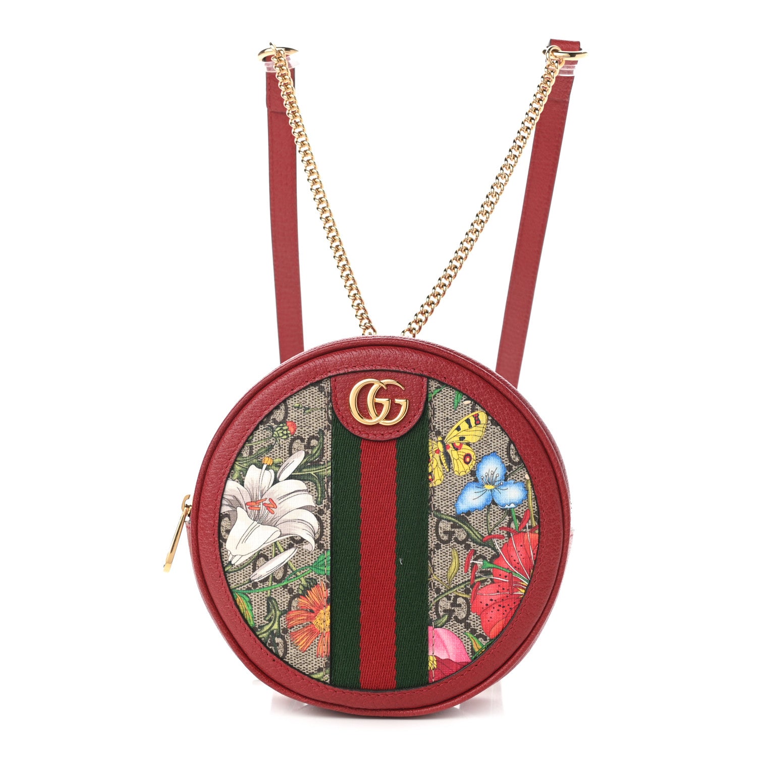 Gucci GG Supreme Monogram Web Flora Mini Ophidia Round Backpack Red 1 of 10