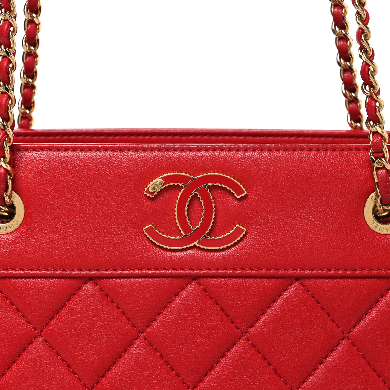 Chanel Sheepskin Quilted Small Mademoiselle Vintage Shopping Tote Red 8 of 10