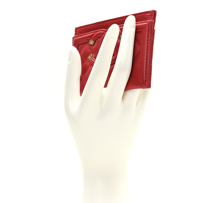 Chanel Caviar Quilted Filigree Card Holder Dark Red 2 of 10