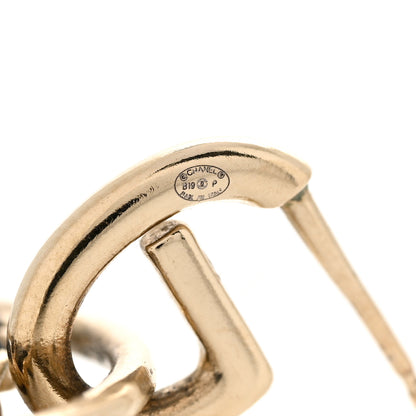 Chanel Lambskin High Society CC Round Drop Earrings Gold Black 4 of 4