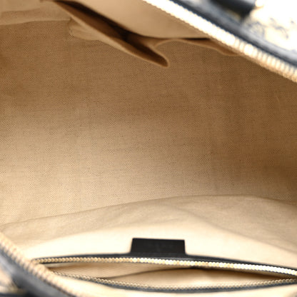 Gucci Monogram Selleria Calfskin Vintage Web Medium Boston Beige Blue 5 of 13