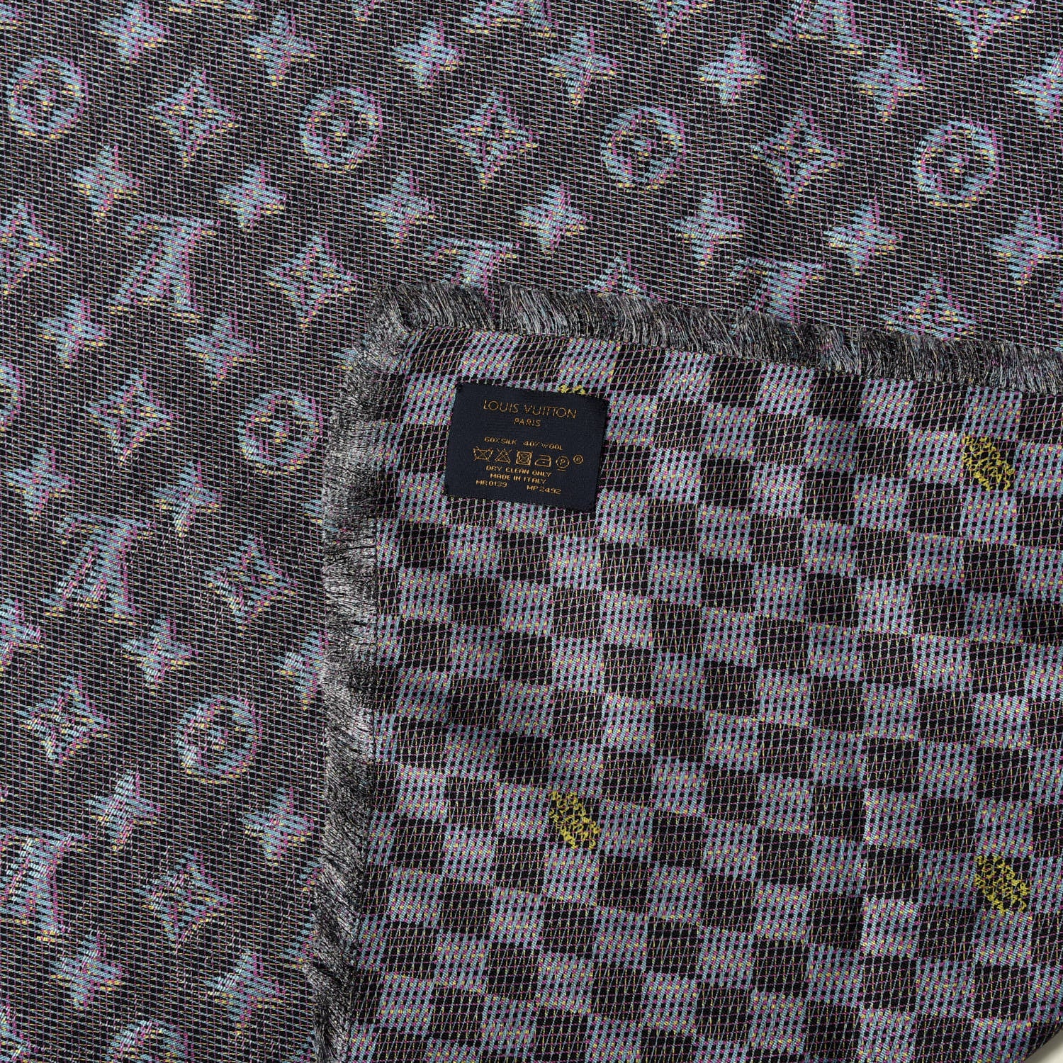 Louis Vuitton Wool Silk Monogram LV Pop Shawl Blue 4 of 4