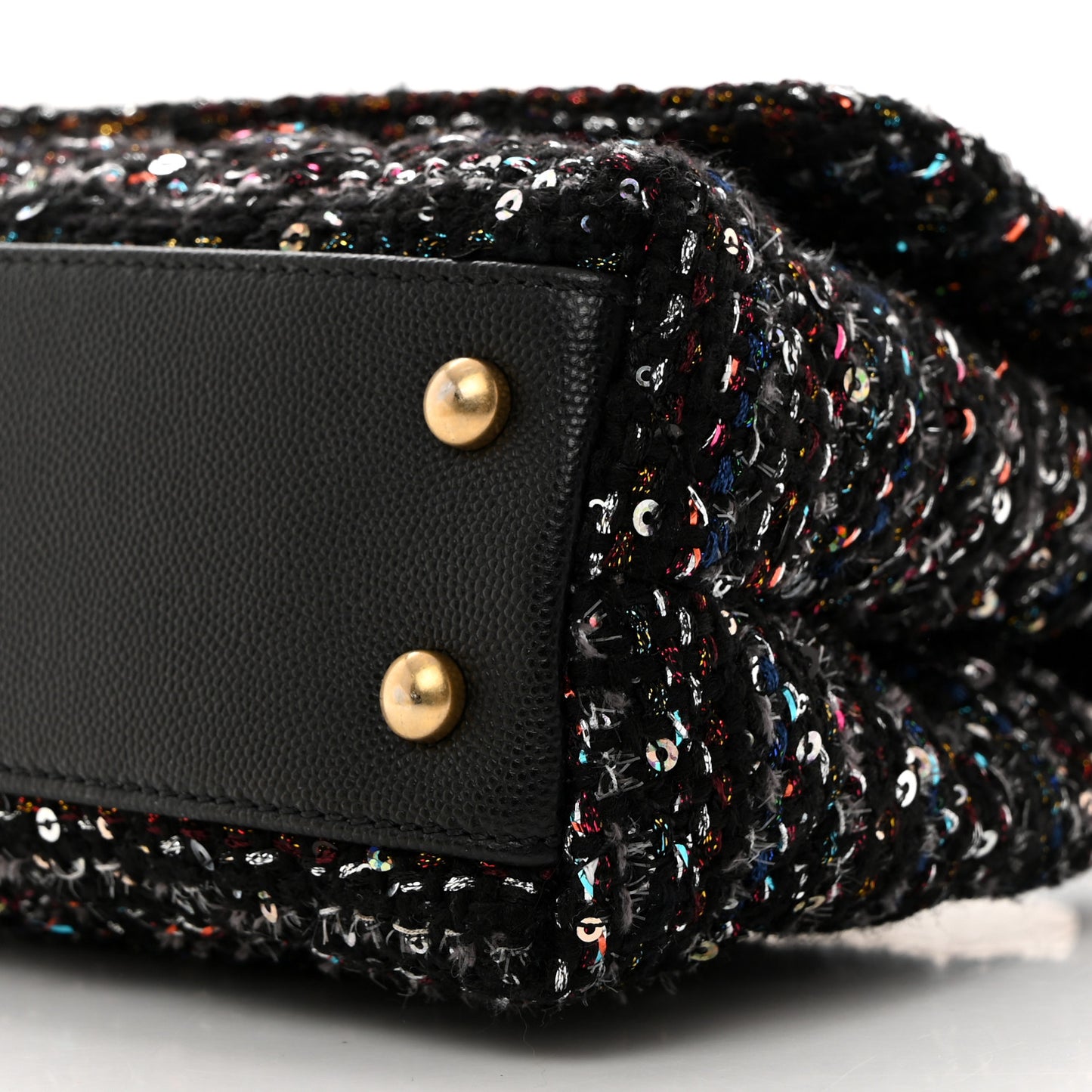 Tweed Sequin Mini Coco Handle Flap Black