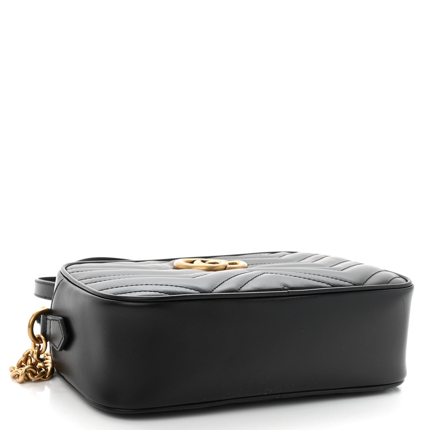 Gucci Calfskin Matelasse Small GG Marmont Chain Shoulder Bag Black 4 of 10