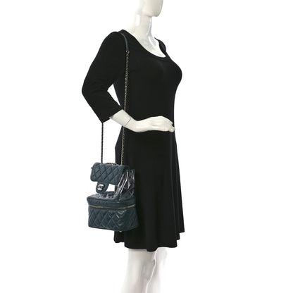 Chanel Crumpled Calfskin PVC Quilted Backpack Green 2 of 10