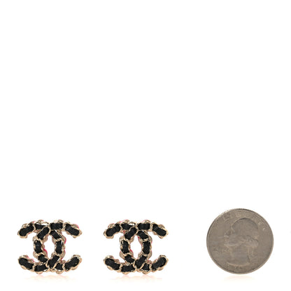 Chanel Lambskin CC Chain Earrings Black Gold Pink 2 of 4