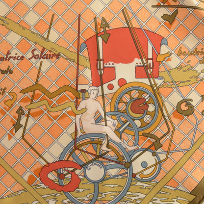 Hermes Silk Reves et Raisons Remiges de Fuite Pocket Square Scarf 1 of 6