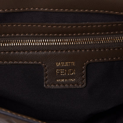 Fendi Nappa FF 1974 Embossed Baguette Wood 7 of 9