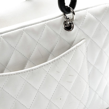 Chanel Calfskin Quilted Large Cambon Bowler White Black 9 of 13