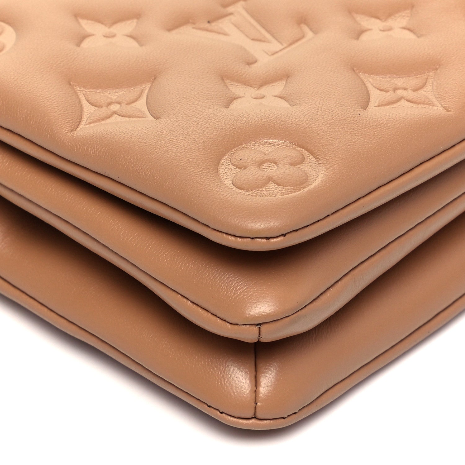 Louis Vuitton Lambskin Embossed Monogram Pochette Coussin Camel 7 of 8