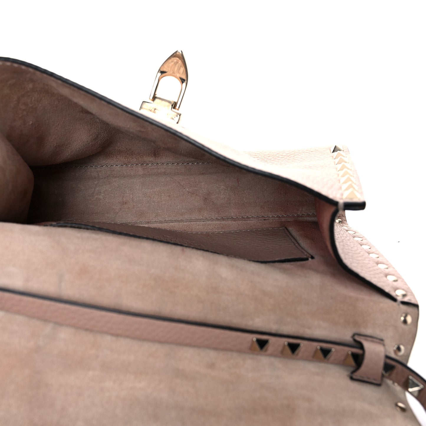 Pebbled Calfskin Medium Rockstud Flip Lock Crossbody Bag Poudre