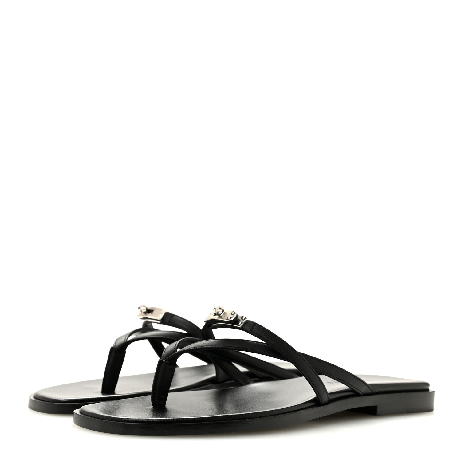 Hermes Calfskin Miss Sandals 36 Black 4 of 9