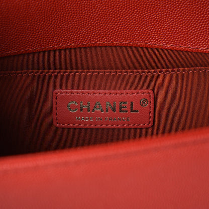 Chanel Caviar Chevron Quilted Braided Medium Boy Flap Red 5 of 10