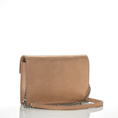 Saint Laurent Metallic Fabric Monogram Envelope Chain Wallet Pale Pink 3 of 7