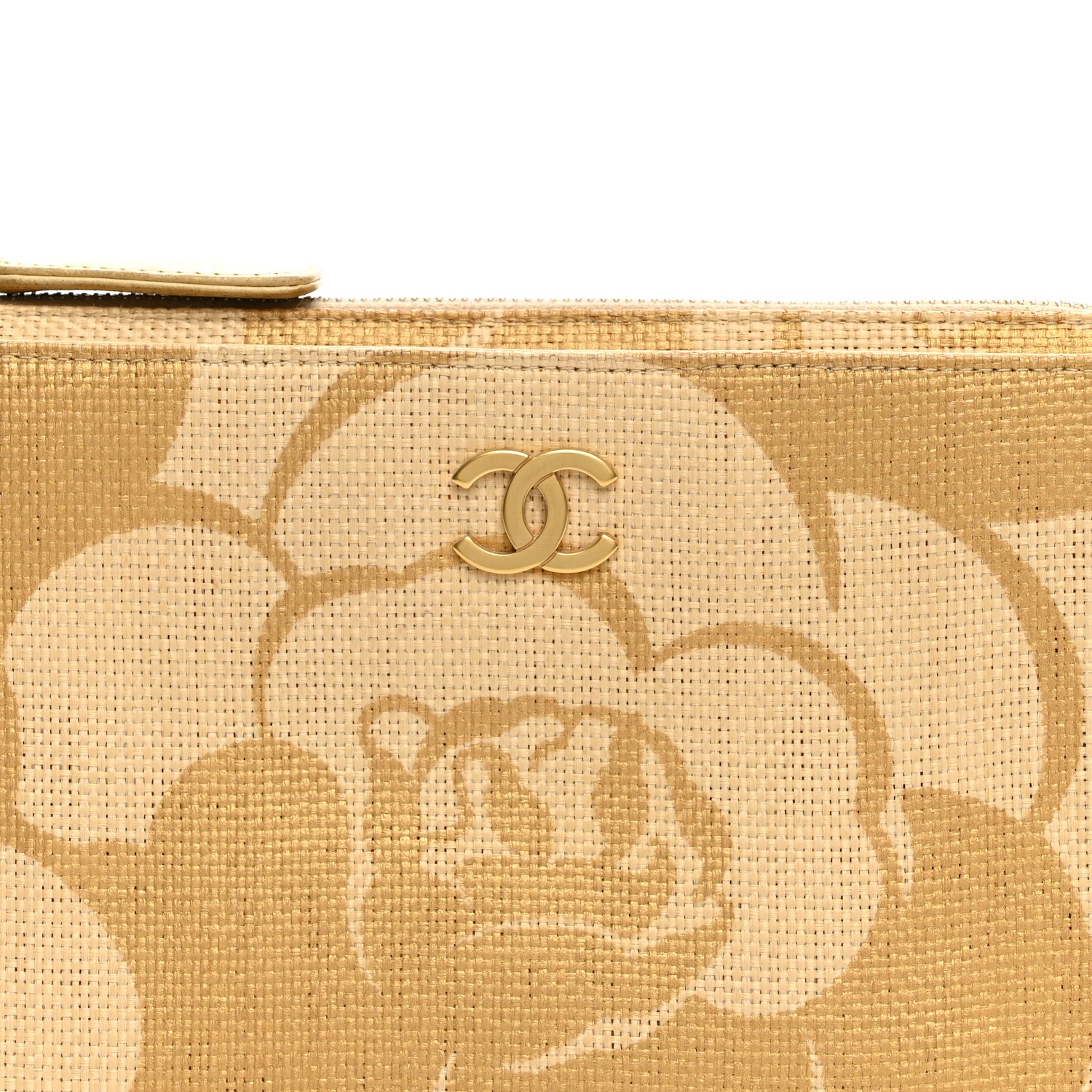 Chanel Woven Straw Camellia Print Shoulder Bag Gold 8 of 15