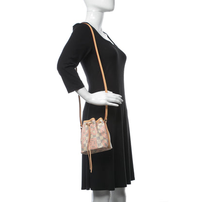 Louis Vuitton Damier Azur Tahitienne Nano Noe Rose Ballerine 3 of 10