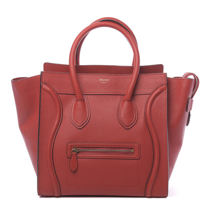 Celine Drummed Calfskin Mini Luggage Coquelicot 1 of 9