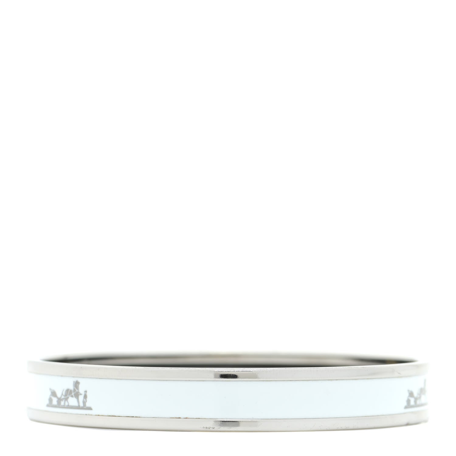 Hermes Enamel Printed Narrow Caleche Bracelet 70 White 5 of 9