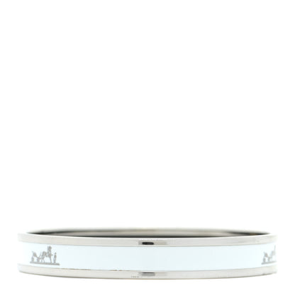 Hermes Enamel Printed Narrow Caleche Bracelet 70 White 5 of 9
