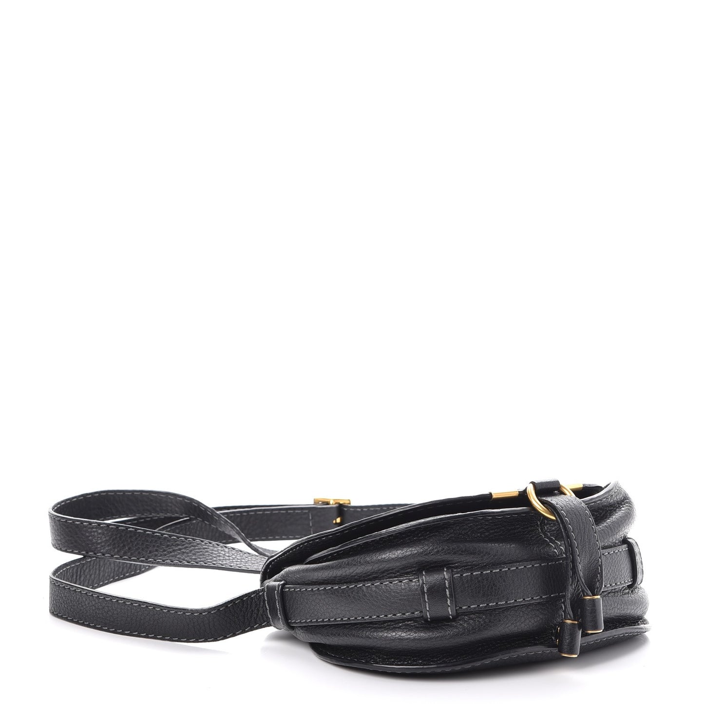 Calfskin Mini Marcie Round Crossbody Bag Black