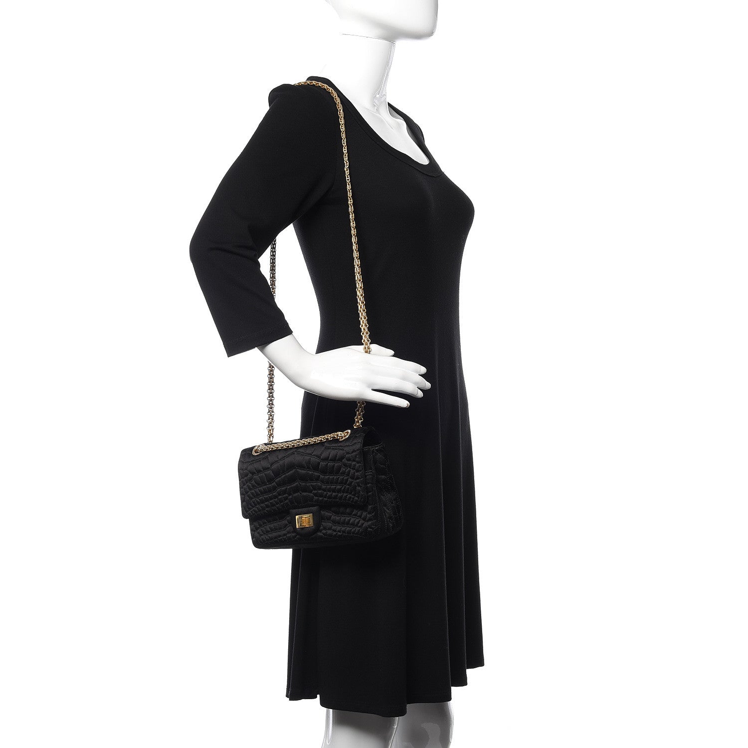 Chanel Satin Coco's Croc 2.55 Reissue 225 Flap Black 2 of 10
