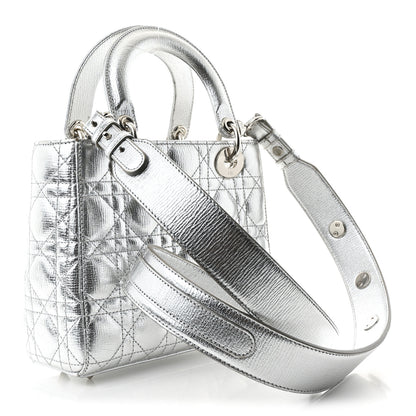 Christian Dior Metallic Grained Calfskin Cannage Small Lucky Badges My Lady Dior Silver 3 of 10