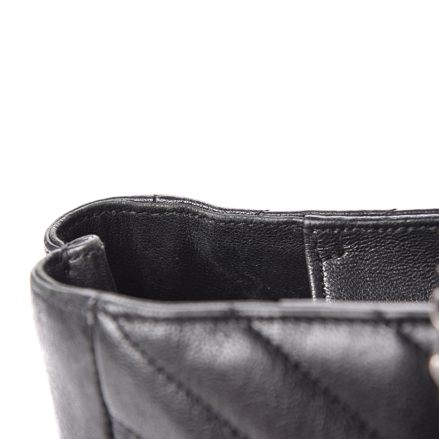 Saint Laurent Sheepskin Matelasse Chevron Large Monogram Shopping Bag Black 16 of 16