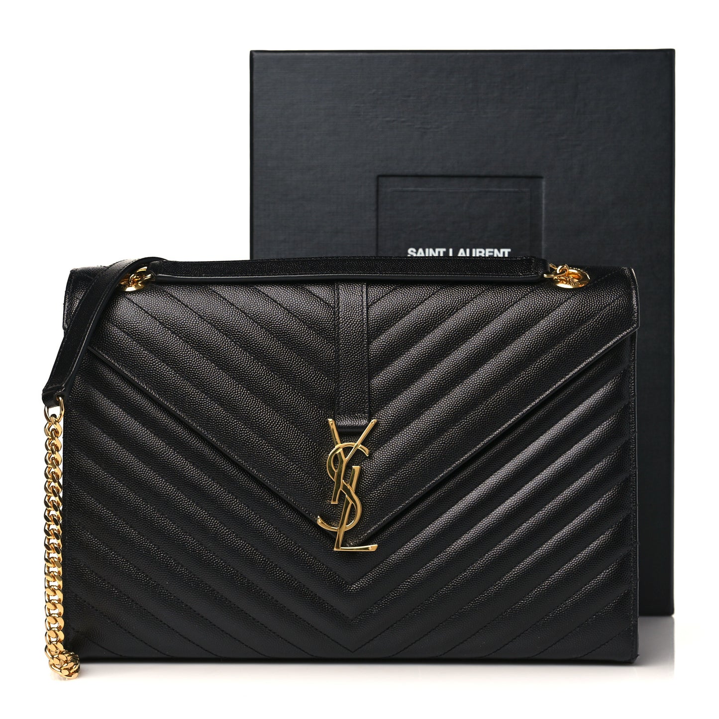 Grain De Poudre Matelasse Chevron Large Monogram Satchel Black