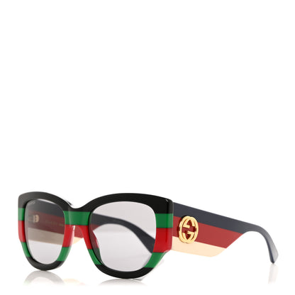 Gucci Acetate Web Oversized Frame Rectangle Sunglasses GG0276S Black Multicolor 1 of 8