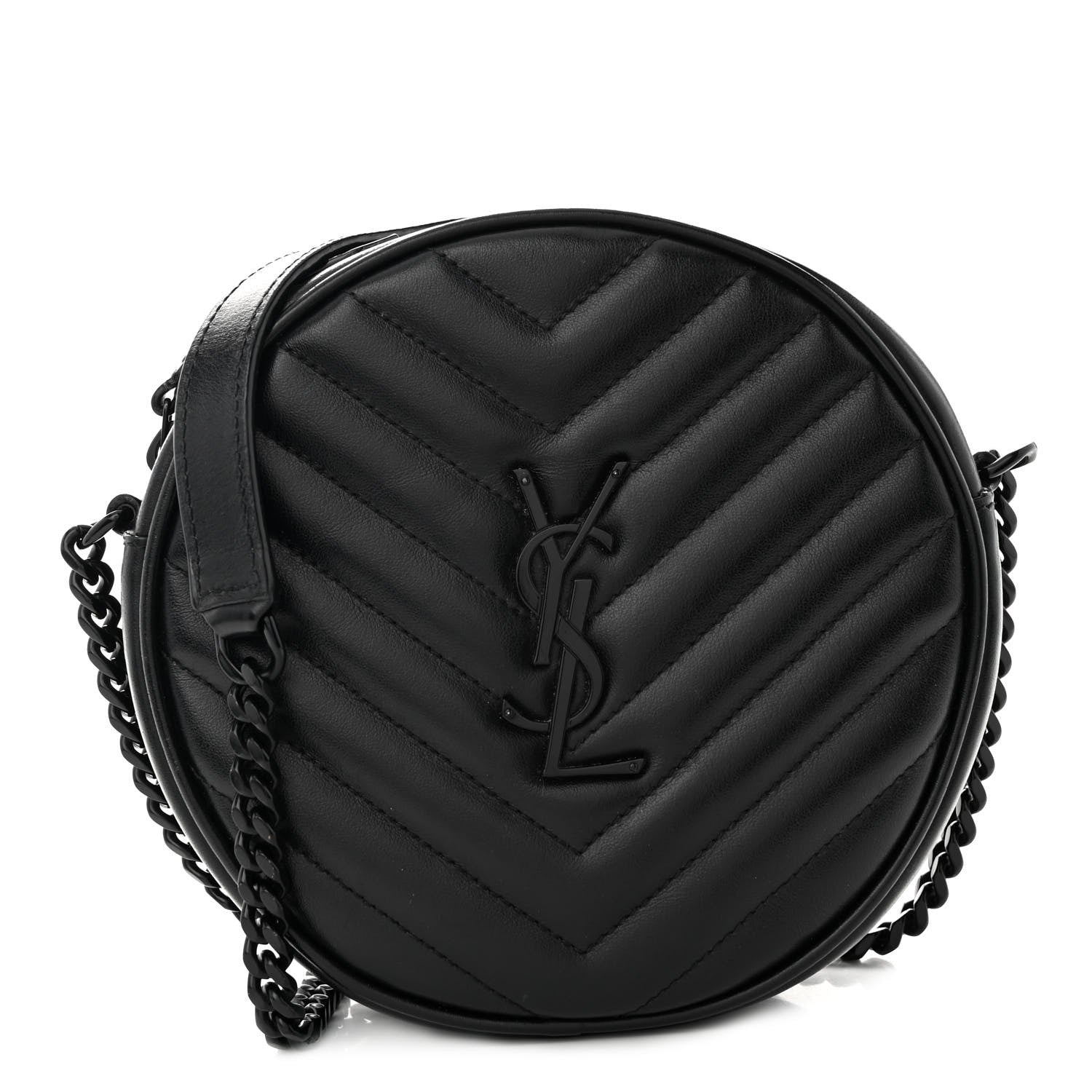 Saint Laurent Calfskin Matelasse Chevron Round Vinyle Camera Bag Black 1 of 9