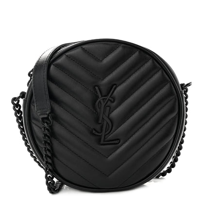 Saint Laurent Calfskin Matelasse Chevron Round Vinyle Camera Bag Black 1 of 9