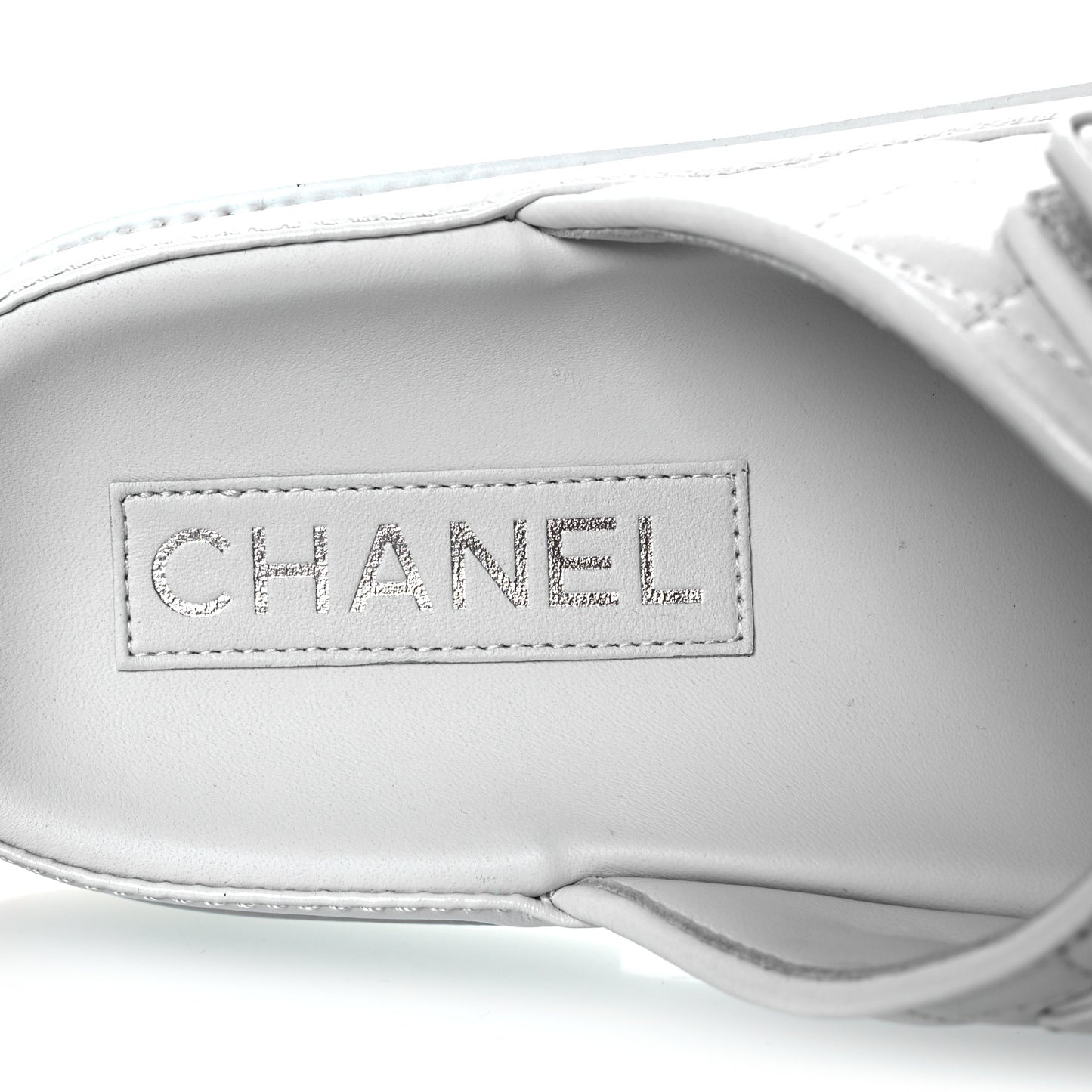 Laminated Lambskin Quilted Velcro Dad Chain CC Slide Sandals 37.5 Light Blue