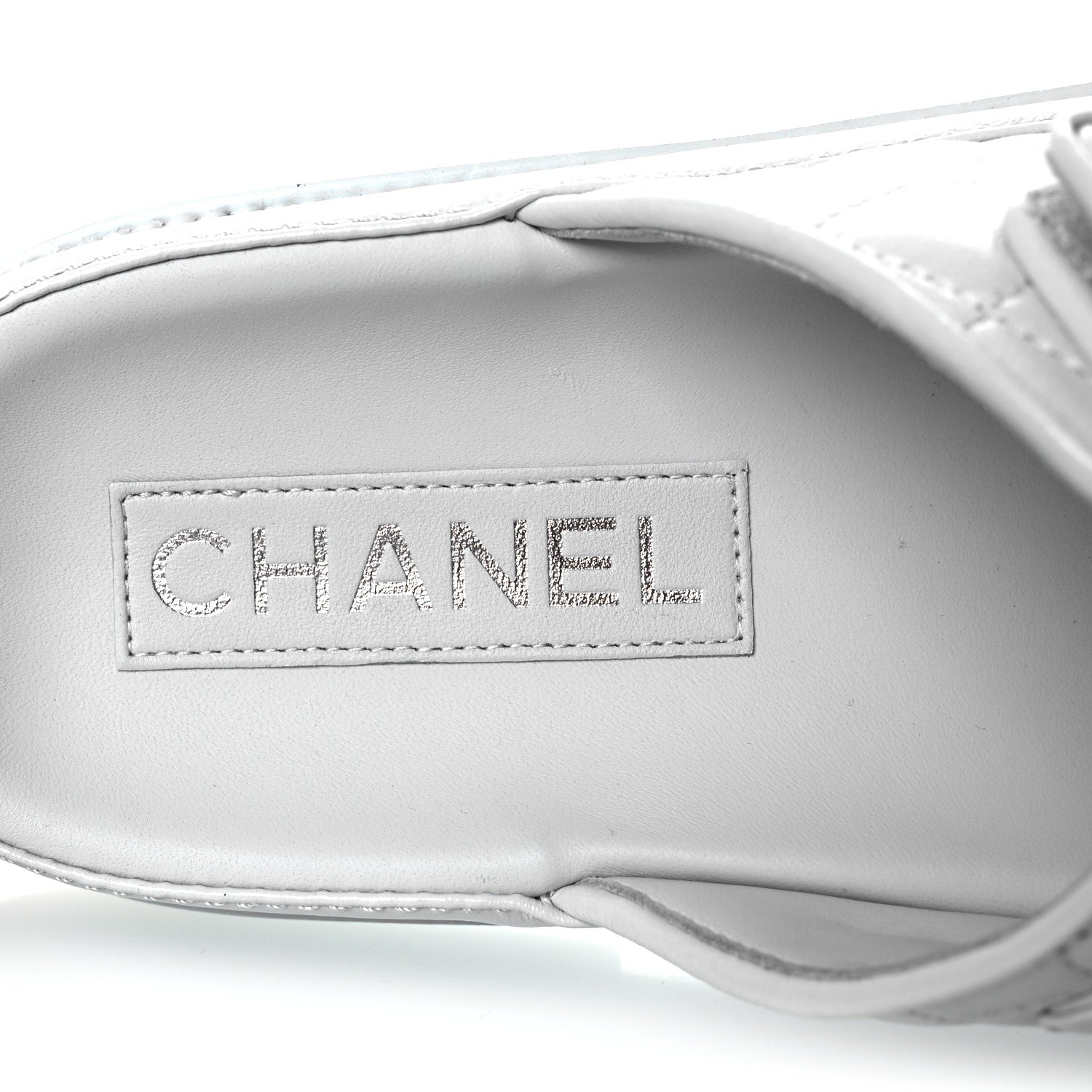 Chanel Laminated Lambskin Quilted Velcro Dad Chain CC Slide Sandals 37.5 Light Blue 9 of 10