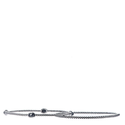 David Yurman Sterling Silver Hematine Color Classics Cable Bangle Bracelet Set of 2 4 of 6