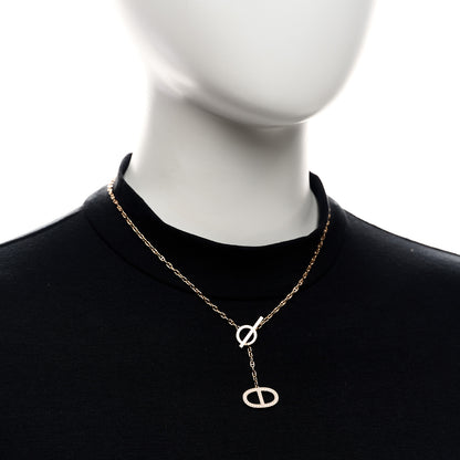 Hermes 18K Rose Gold Diamond GM Chaine D'Ancre Contour Pendant Necklace ST 2 of 6