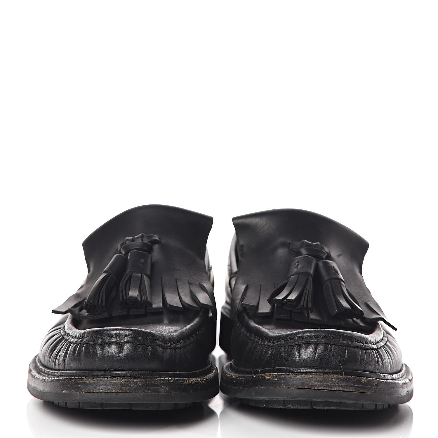Gucci Calfskin Mens Tassel Fringe Loafers 7.5 Black 2 of 21