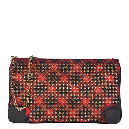 Christian Louboutin Calfskin Tartan Studded Loubiposh Clutch 1 of 10