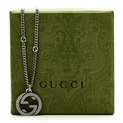 Gucci Sterling Silver Textured Interlocking G Pendant Necklace 6 of 6
