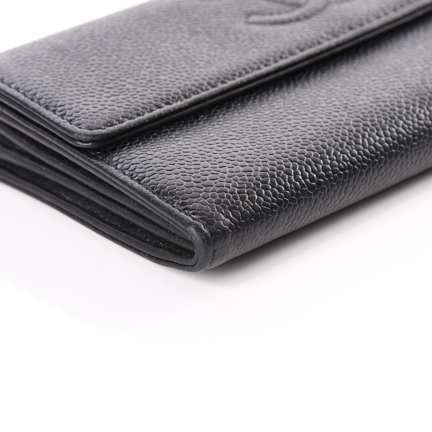 Caviar Timeless CC Large Gusset Flap Wallet Black