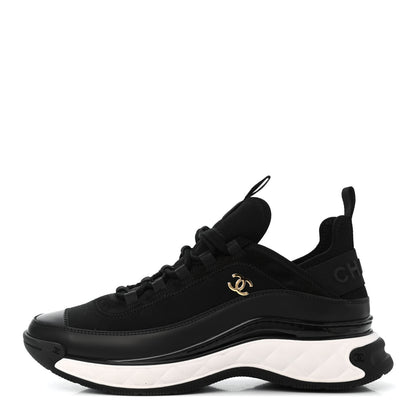 Chanel Velvet Calfskin Mixed Fibers CC Sneakers 40 Black 1 of 9