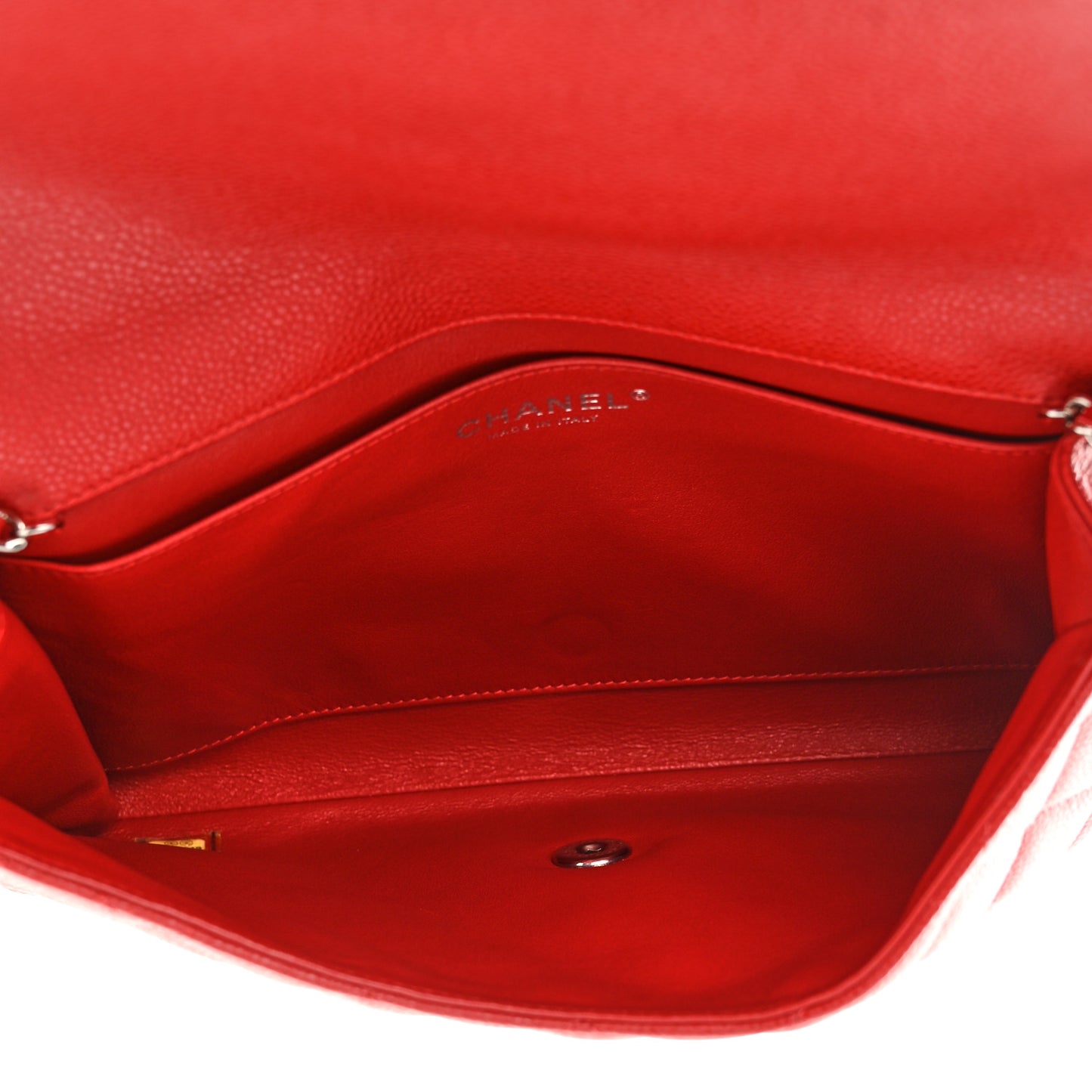 Caviar Quilted Clutch With Chain Flap Red