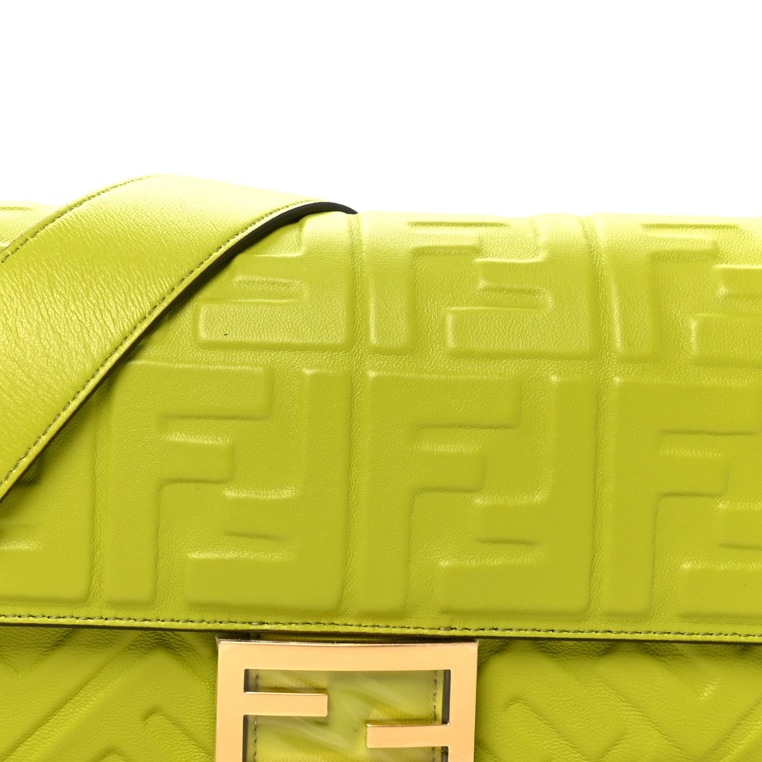 Fendi Nappa FF 1974 Embossed Baguette Wasabi 8 of 10