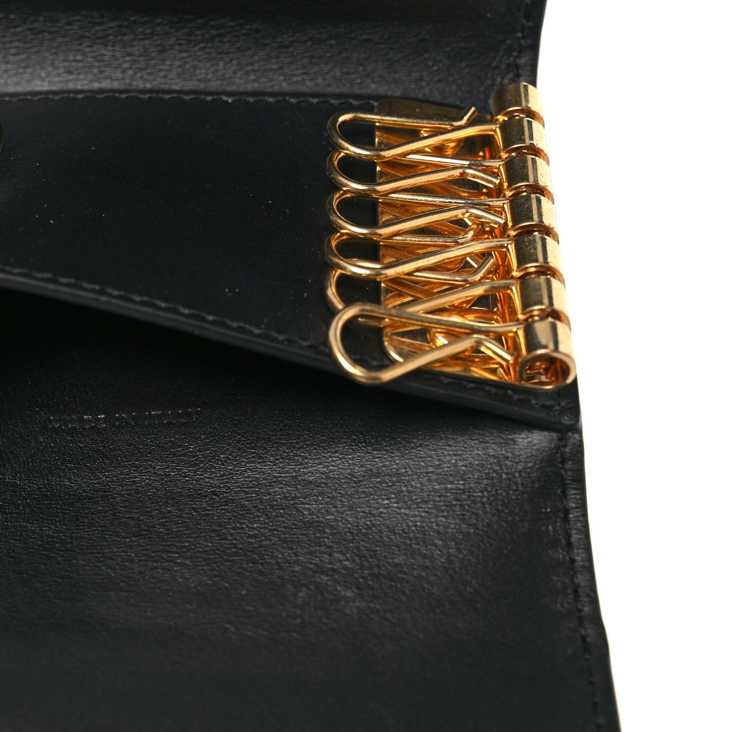 Shiny Calfskin Triomphe Key Case Black
