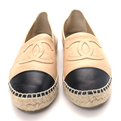 Chanel Lambskin CC Espadrilles 39 Beige Black 2 of 8